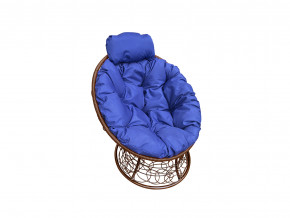 Кресло Папасан мини с ротангом синяя подушка в Новоуральске - novouralsk.magazinmebel.ru | фото