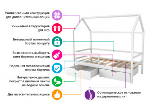 Кровать-домик Svogen с ящиками и бортиком белый в Новоуральске - novouralsk.magazinmebel.ru | фото - изображение 7