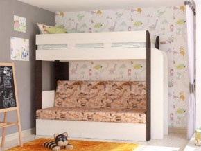Кровать двухъярусная Карамель 75 венге ткань савана в Новоуральске - novouralsk.magazinmebel.ru | фото - изображение 1
