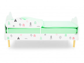 Кровать Stumpa Облако с бортиком рисунок Домики розовый, бирюзовый в Новоуральске - novouralsk.magazinmebel.ru | фото - изображение 3