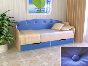 Кровать Юниор Тип 2 дуб молочный/синий 800х1600 в Новоуральске - novouralsk.magazinmebel.ru | фото - изображение 1